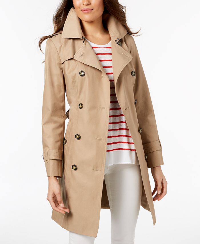 London Fog Hooded Double-Breasted Trench Coat & Reviews - Coats - Women ...