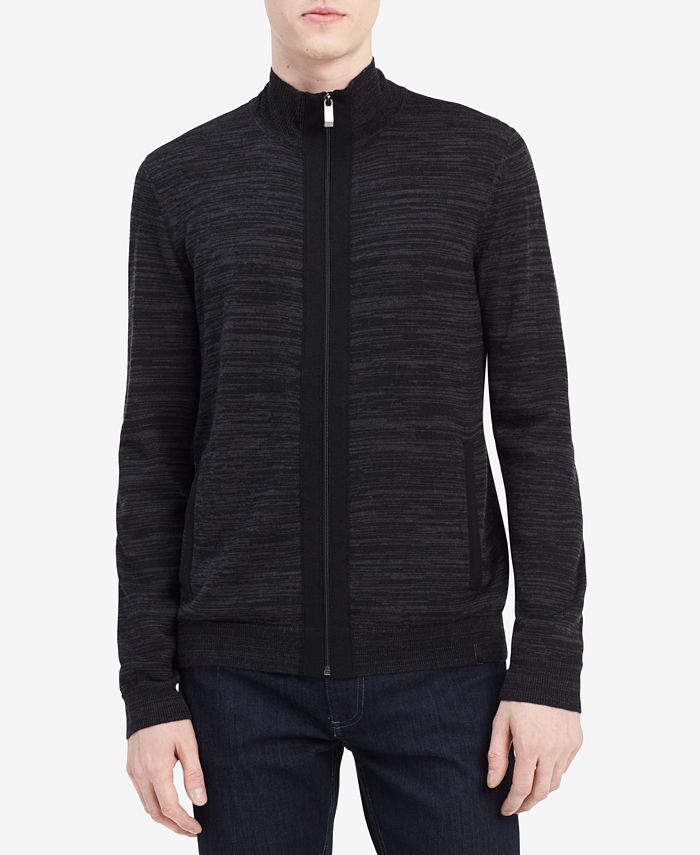 Calvin Klein Men's Merino Zip-Up Sweater, Created for Macy's & Reviews ...