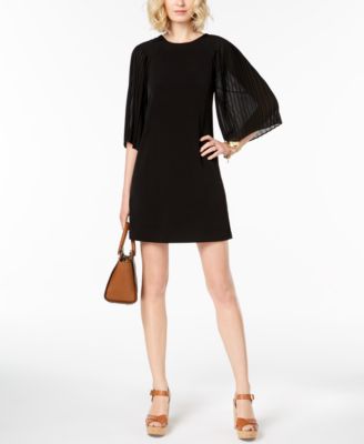 chiffon sleeve black shift dress