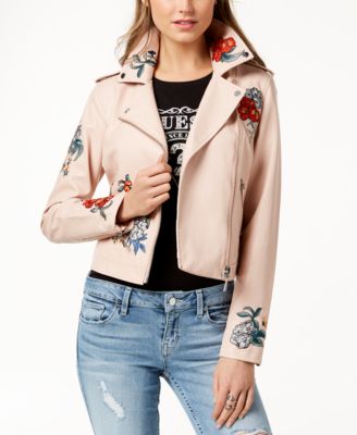 guess pink faux leather jacket