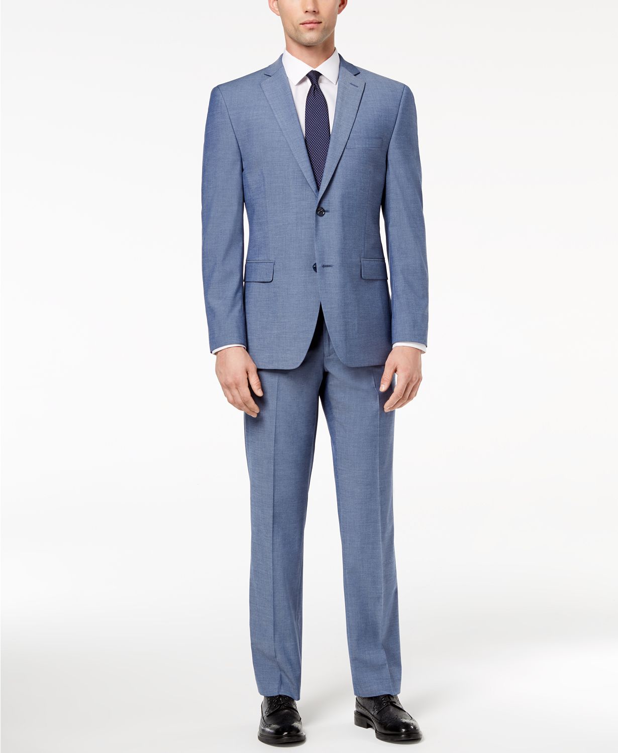 (86% OFF Deal) Men's Slim-Fit Performance Stretch Light Blue Suit ...