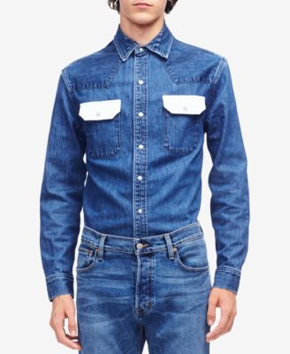 calvin klein men's denim shirt