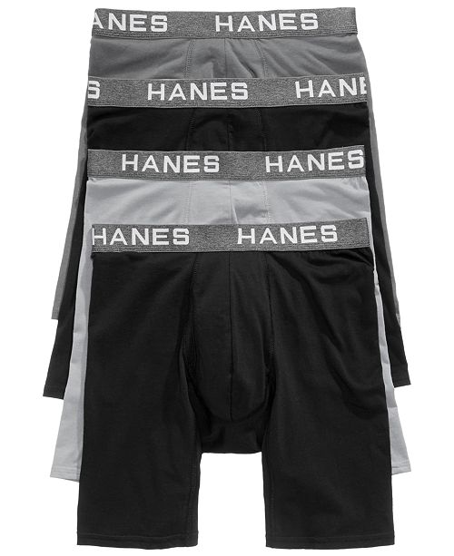 Hanes Men S 4 Pk Platinum Comfort Flex Fit Long Line Boxer Briefs Reviews Underwear Socks Men Macy S