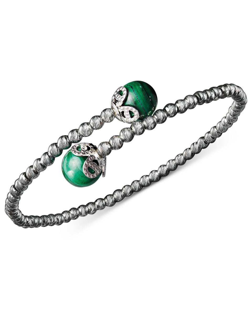 Sterling Silver Bracelet, Malachite (10 3/4 ct. t.w.) Sparkle Bead