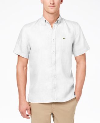 lacoste men's linen pocket shirt
