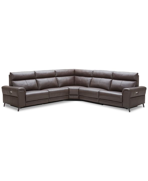 Furniture CLOSEOUT! Raymere 122" 5Pc. Leather Sectional Sofa With 2