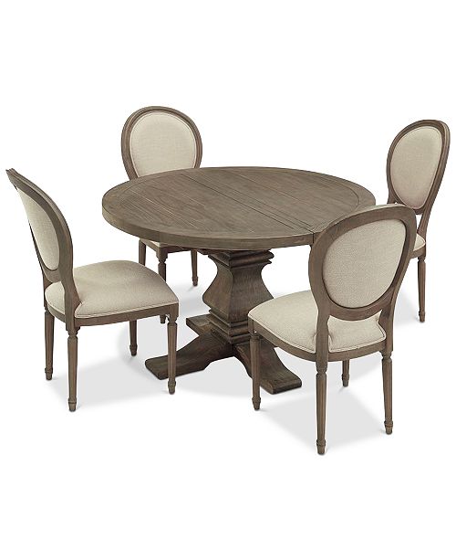 Furniture Tristan Round Expandable Dining Furniture 5 Pc Set Table 4 Side Chairs Reviews Furniture Macy S