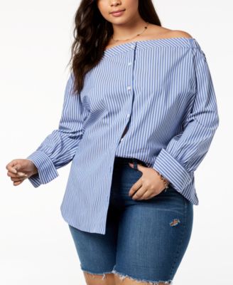 plus size off the shoulder shirt dress