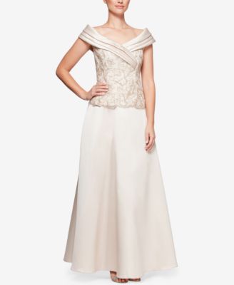 portrait collar evening gowns