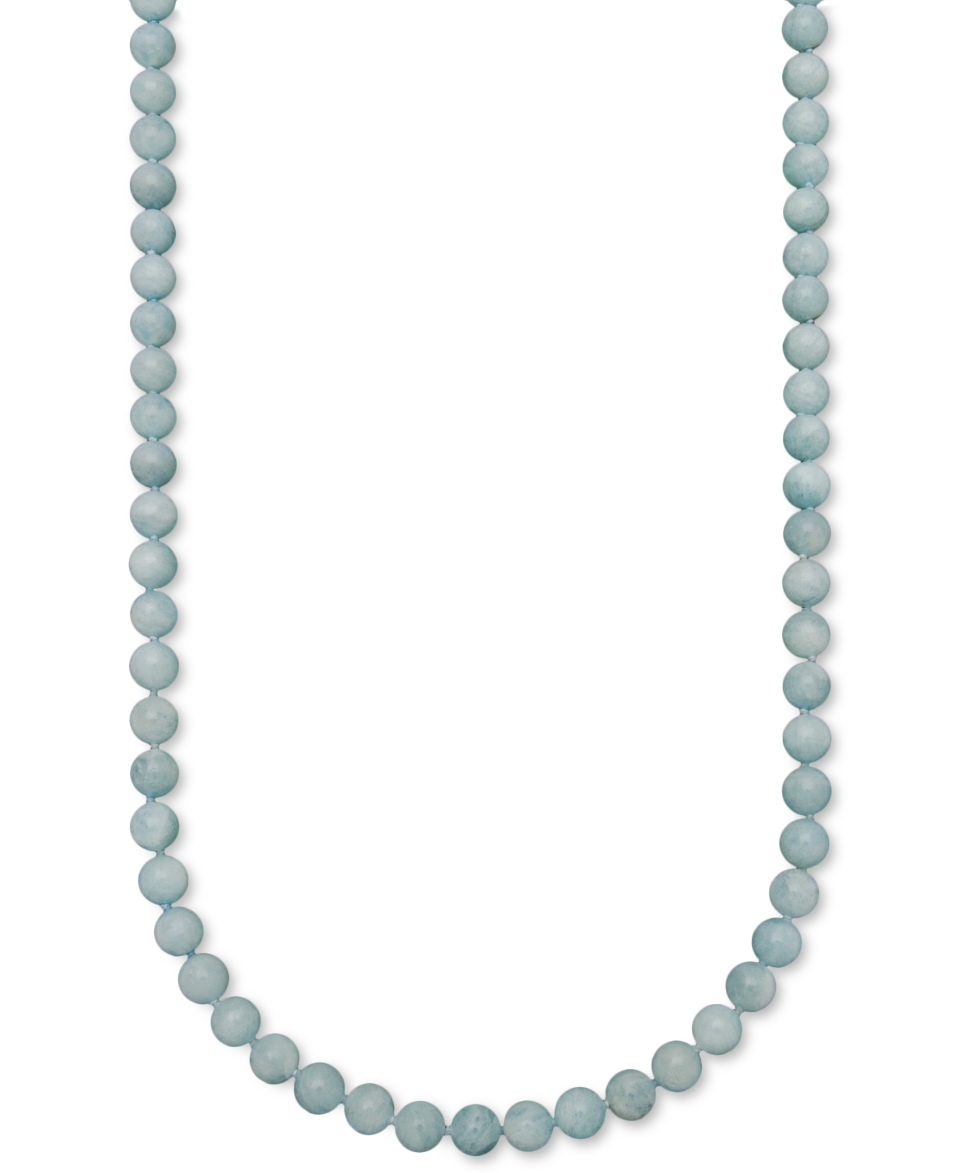 Sterling Silver Necklace, 24 Aquamarine Bead Necklace (220 ct. t.w