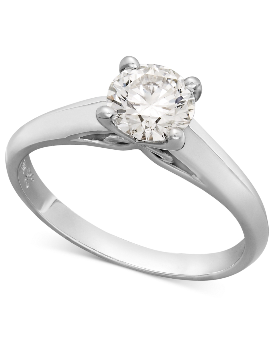 X3 Diamond Ring, 18k White Gold Certified Diamond Solitaire Engagement