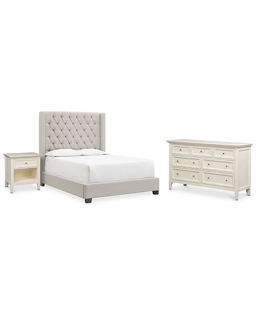Furniture Monroe Upholstered Bedroom Furniture 3 Pc Set Full Bed Nightstand Dresser Created For Macy S Reviews Furniture Macy S