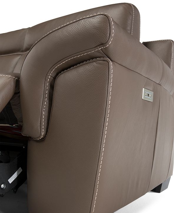 Furniture Julius II 3Pc. Leather Chaise Sectional Sofa With 2 Power