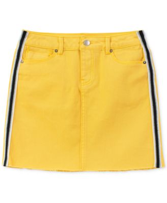 yellow jeans skirt
