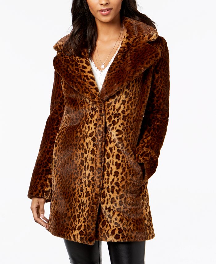 kensie Faux-Fur Leopard Coat & Reviews - Coats - Women - Macy's