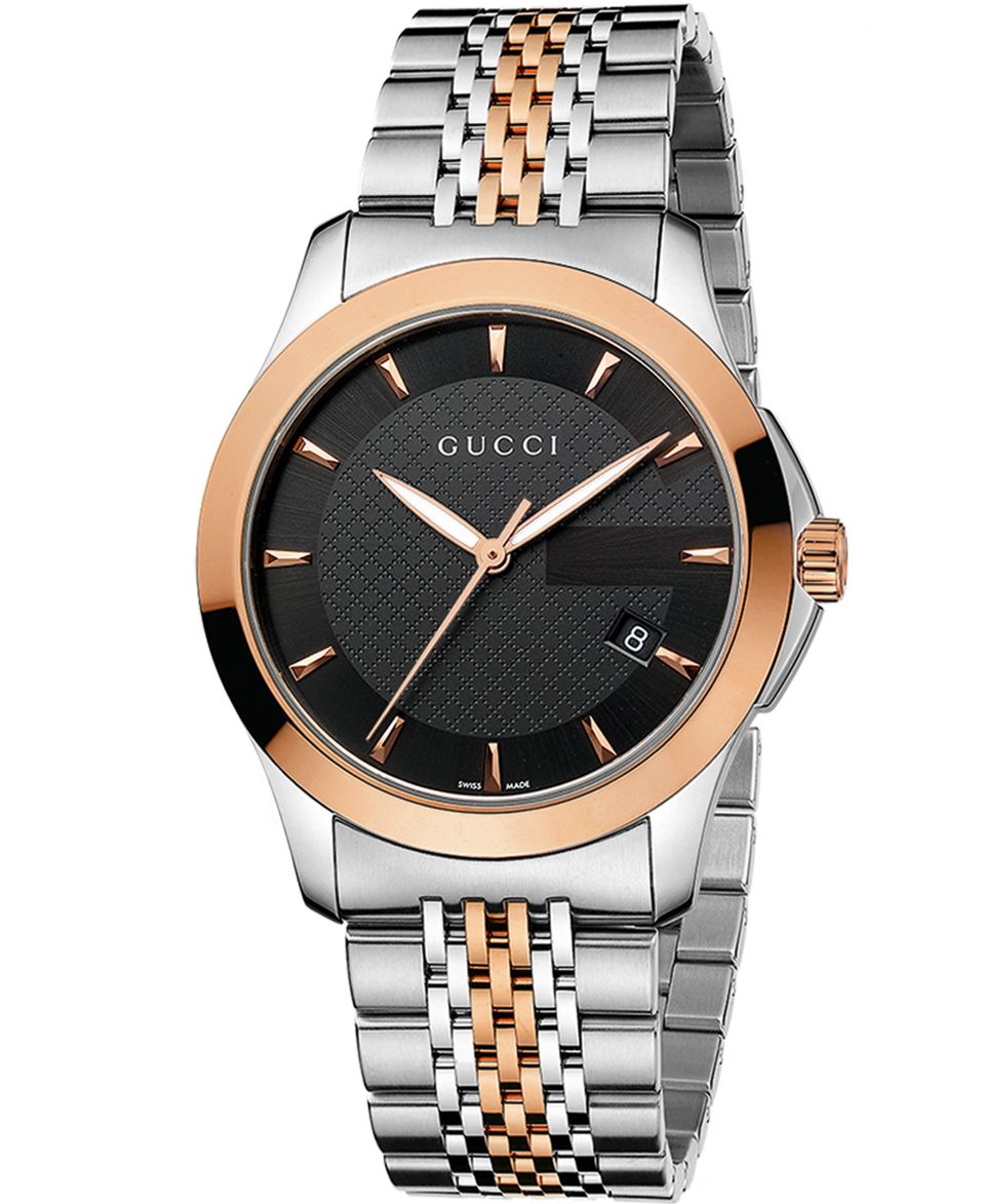 Gucci Watch, Mens Swiss G Timeless Rose Gold Tone and Stainless Steel