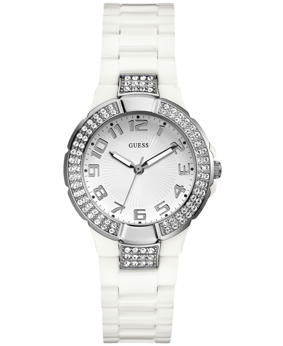 GUESS Watch, Womens White Polycarbonate Bracelet 36mm U95198L1   All 