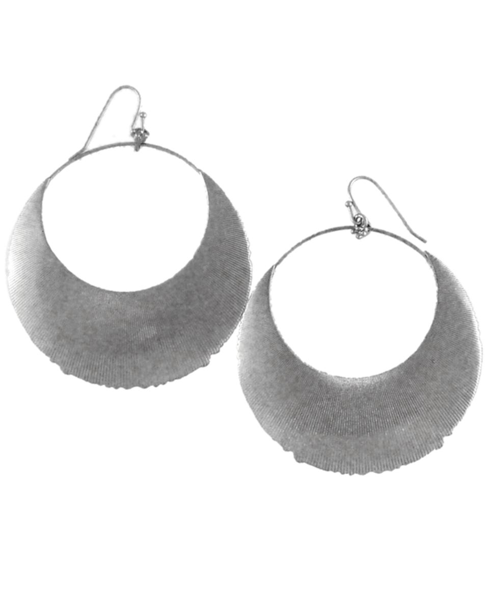 Jessica Simpson Earrings, Silver tone Cut Out Oval Drop   Fashion