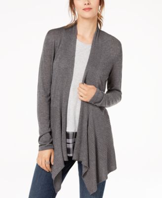 ribbed open front cardigan