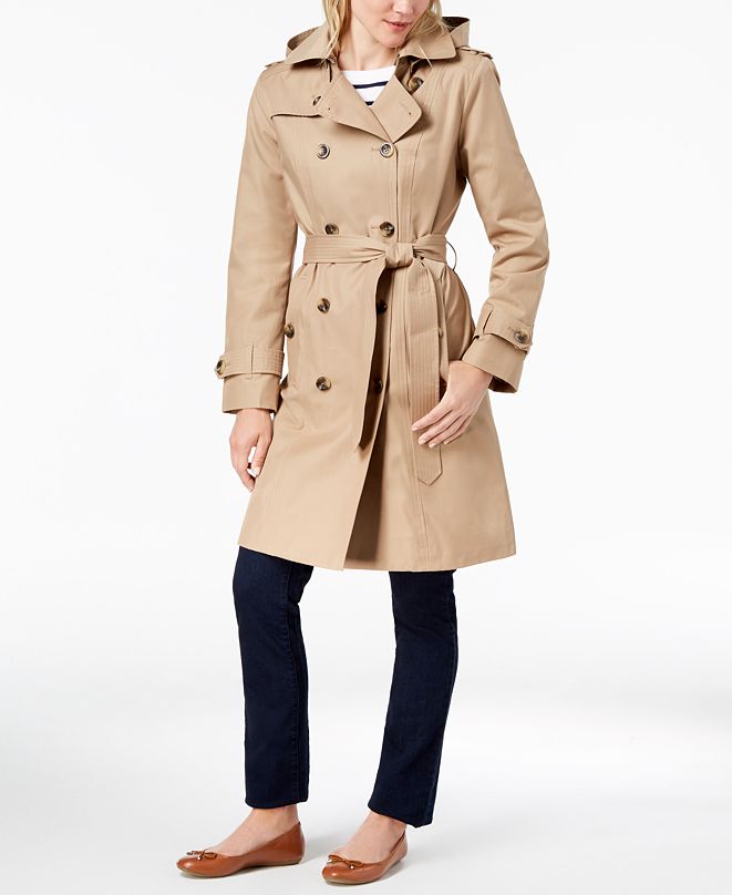 London Fog Hooded DoubleBreasted Trench Coat & Reviews Coats Women