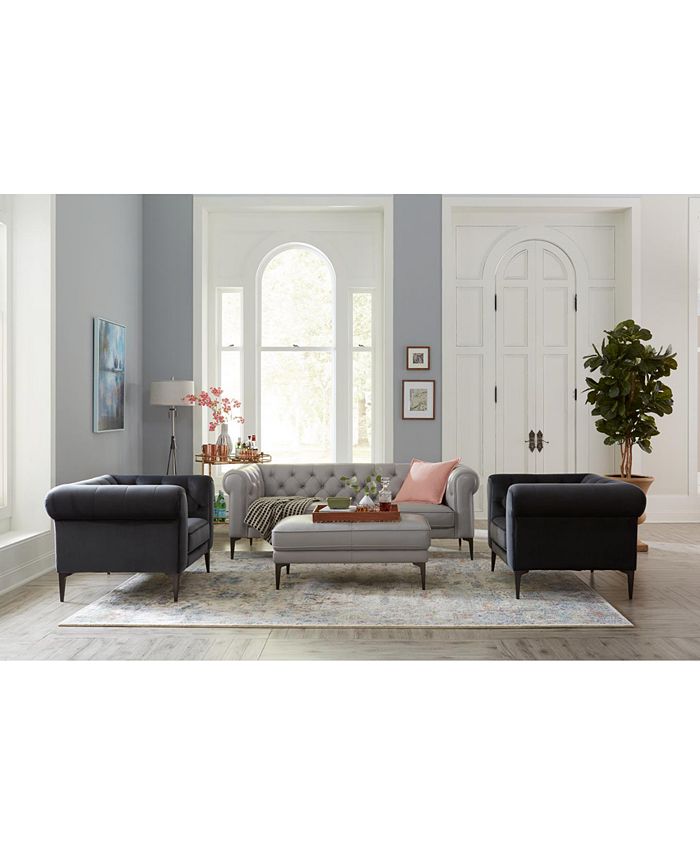 Furniture Remina 41" Leather Armchair, Created for Macy's & Reviews