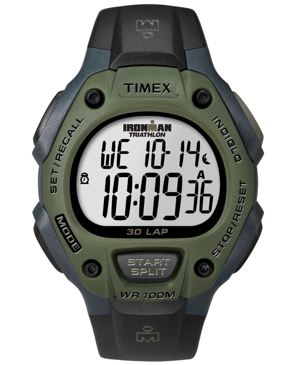 Timex Watch, Mens Digital Ironman 30 Lap Black Resin Strap T5K520UM