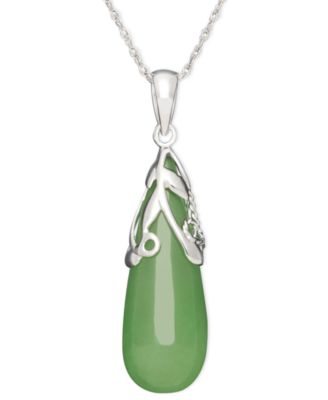Macy's Sterling Silver Necklace, Jade 