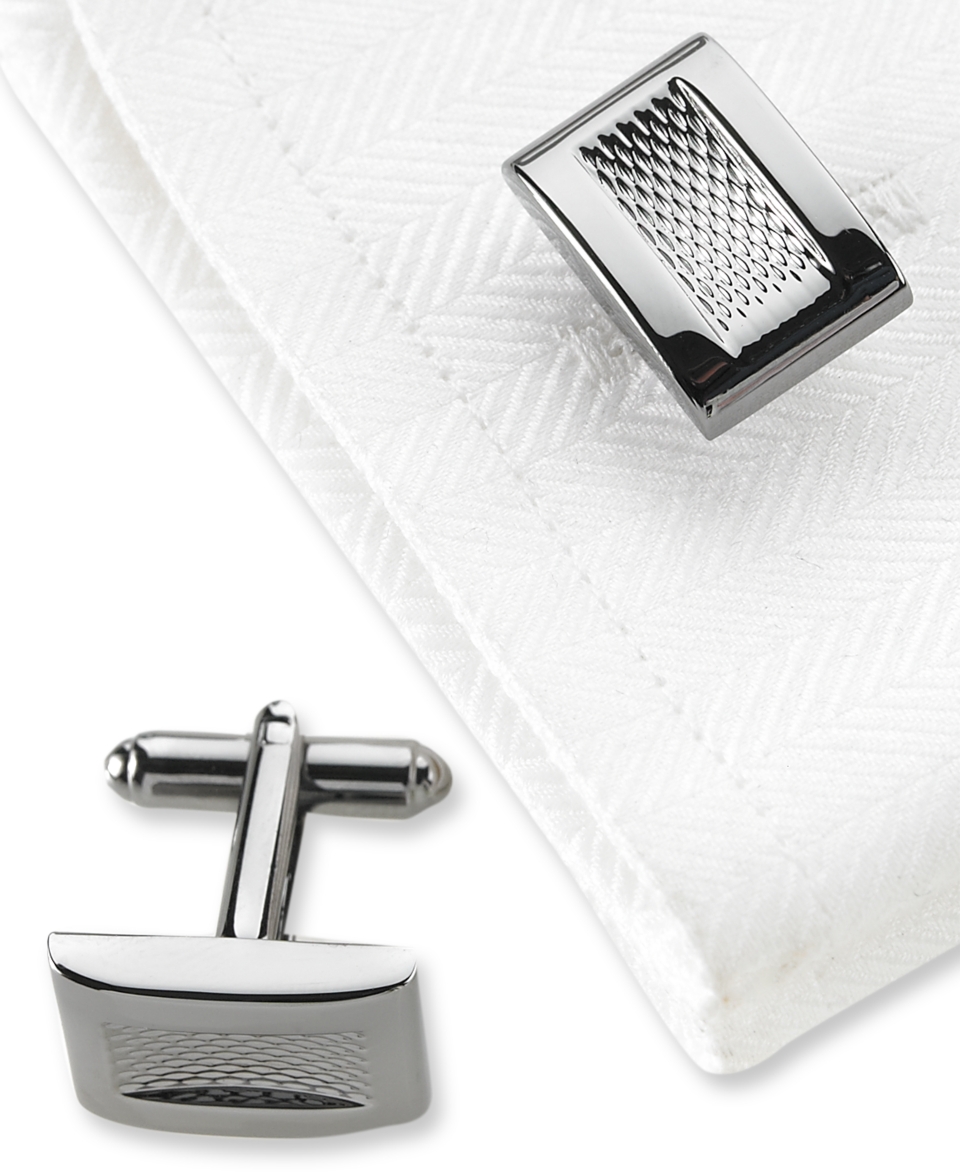 Geoffrey Beene Cufflinks, Polished Black Nickel Square