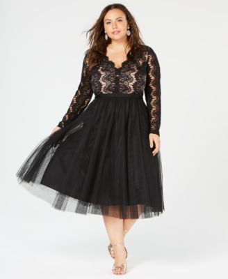 plus size tulle dress with sleeves