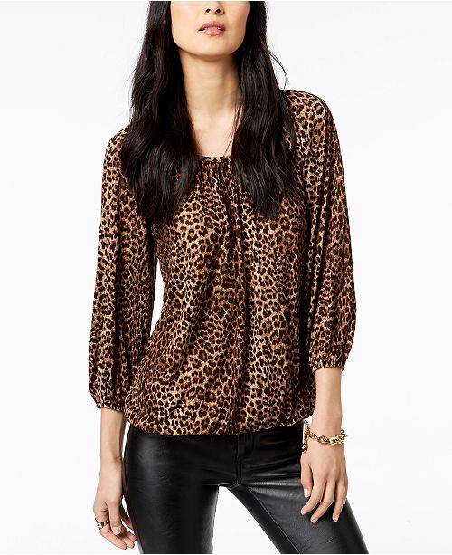 michael kors leopard print peasant top in regular petite sizes reviews tops women macy s leopard print peasant top in regular petite sizes
