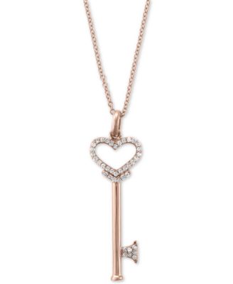 Diamond Diamond Heart Key Pendant (1/5 