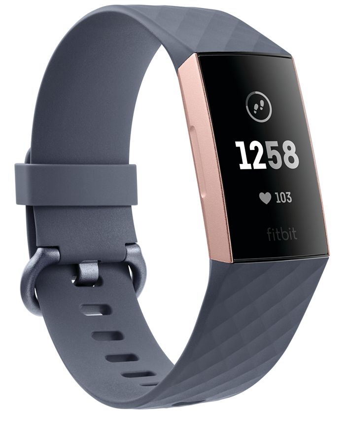 Fitbit Charge 3 Unisex Blue Gray Elastomer Band Touchscreen Smart Watch 22 7mm Reviews Watches Jewelry Watches Macy S