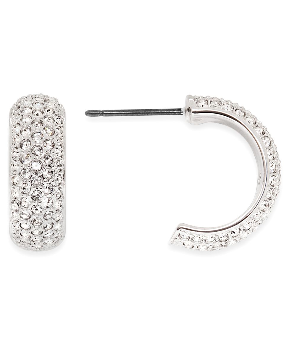 Givenchy Earrings, Silver tone Crystal Inside Out Small Hoop Earrings