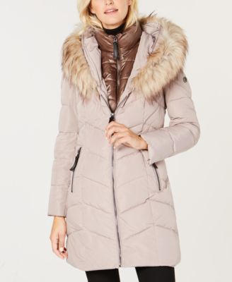 calvin klein puffer jacket with fur hood