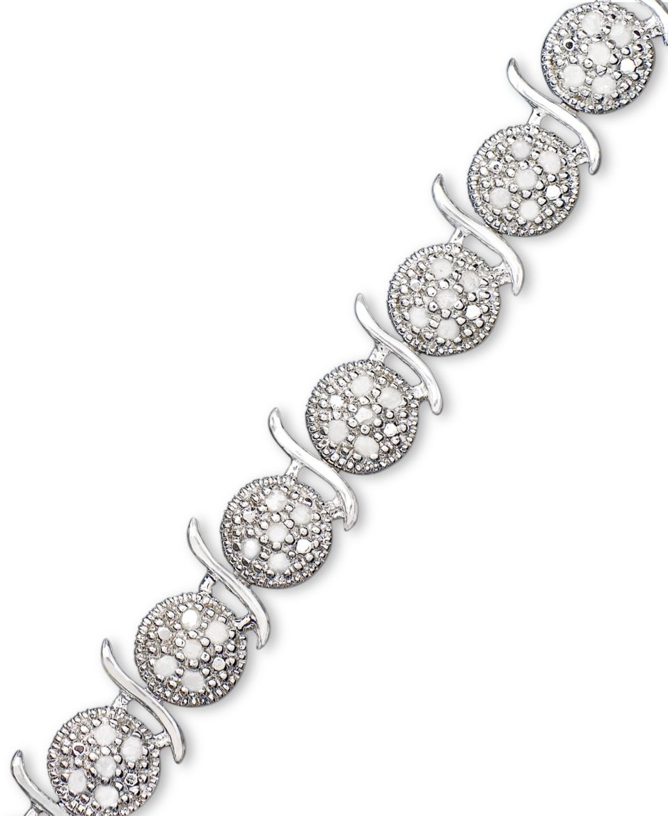 Diamond Bracelet, Sterling Silver Round Diamond Tennis Bracelet (1 ct