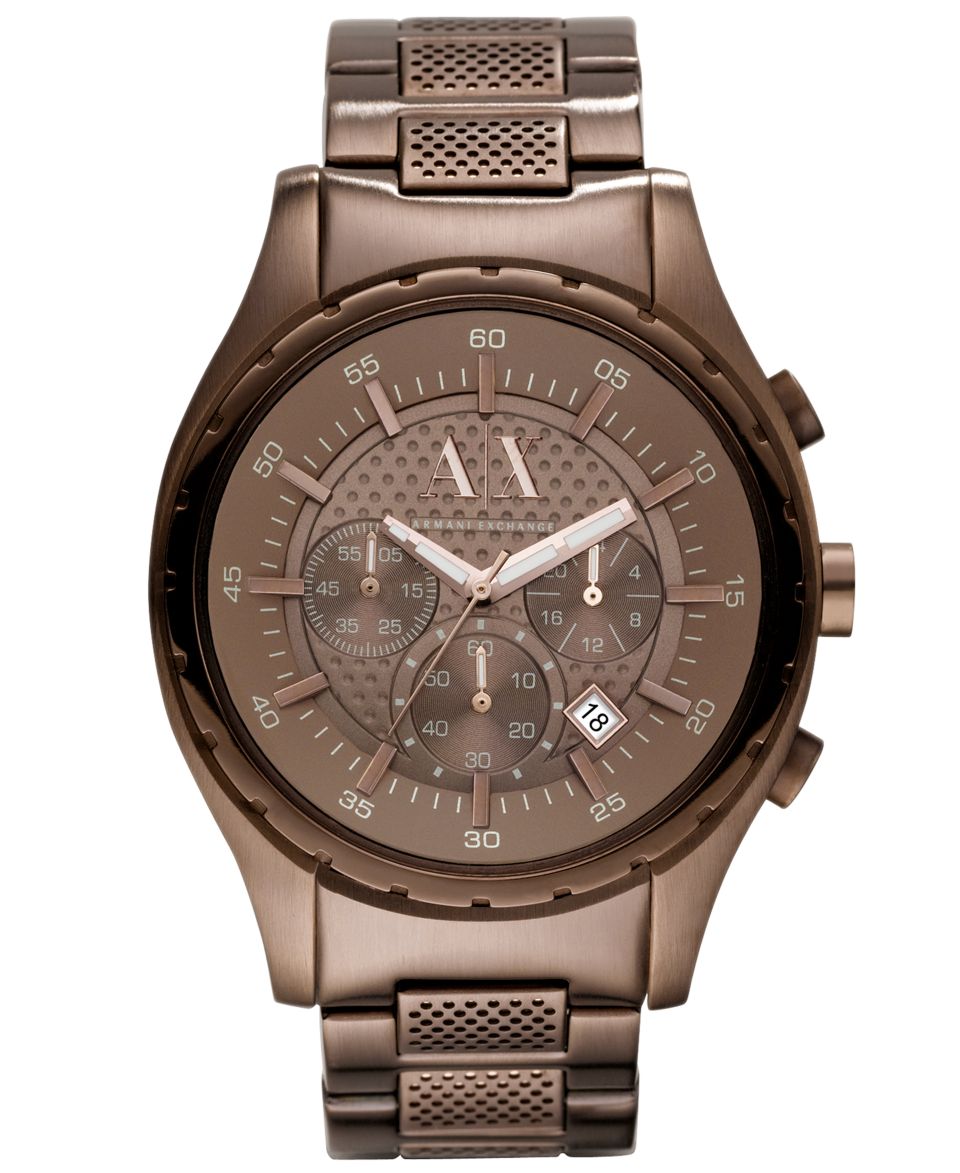 Armani Exchange Watch, Mens Chronograph Brown Ion Plated