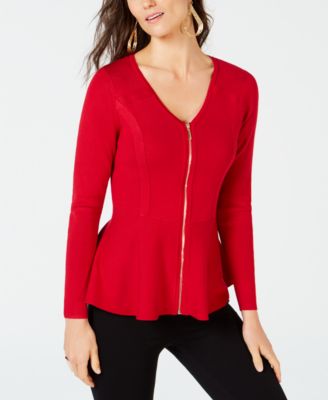 thalia sodi zip peplum sweater