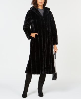 maxi faux fur coat with hood