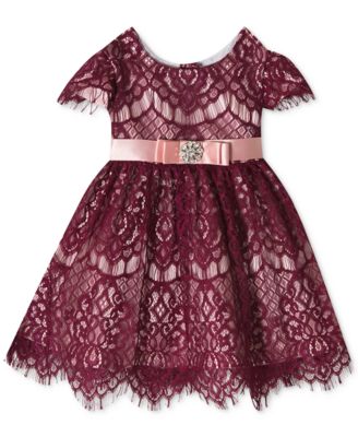 burgundy lace dress for little girl