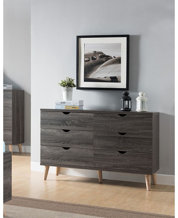 Furniture of America Modern Massenburg II 6 Drawer Dresser & Reviews - Home - Macy&#39;s