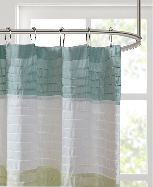 Madison Park Amherst 72" x 72" Colorblocked FauxSilk Shower Curtain