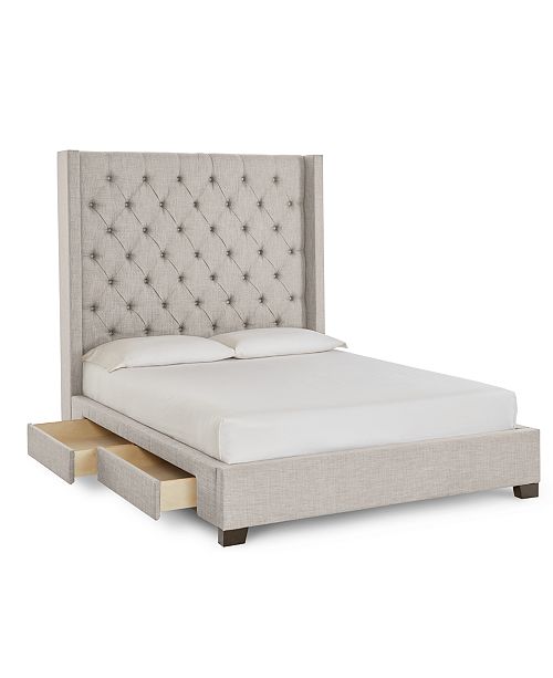 Furniture Closeout Monroe Storage Upholstered Queen Bed Created For Macy S Reviews Furniture Macy S