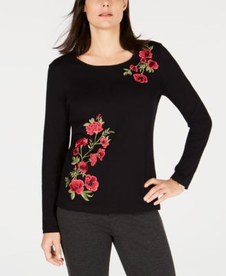 karen scott embroidered tops