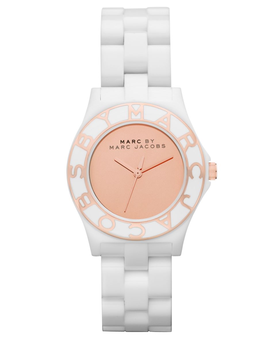 Marc by Marc Jacobs Watch, Womens Blade White Nylon Bracelet 37mm