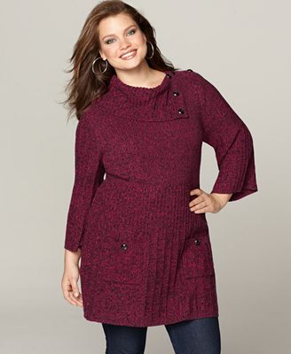 Style&co. Plus Size Sweater, Long Sleeve Marled Tunic - Sweaters - Plus ...