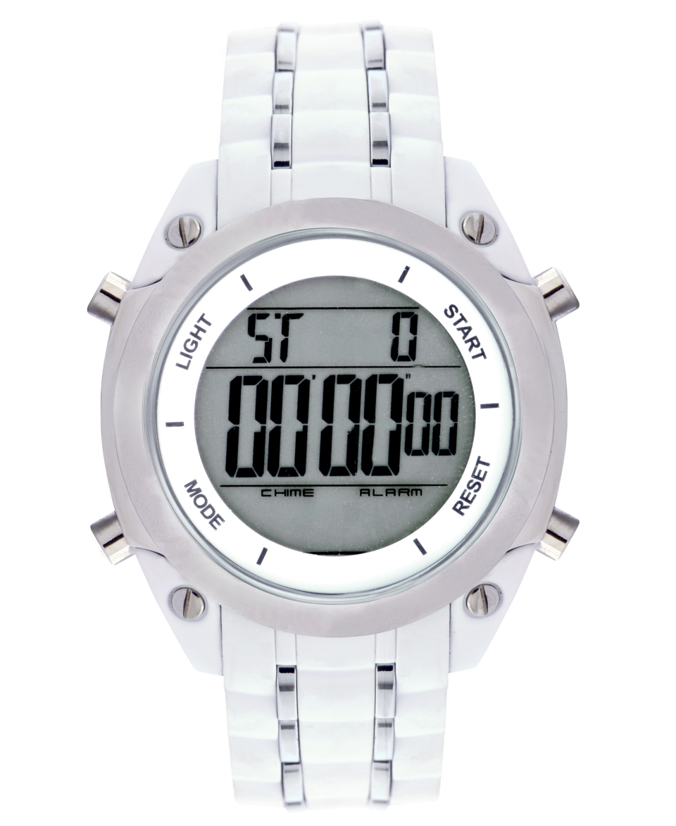 Unlisted Watch, Mens Digital White Rubber Strap 48mm UL1205   All