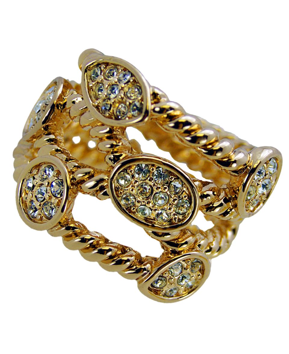 Tahari Ring, Gold Tone Bezel Set Crystal Twist Ring