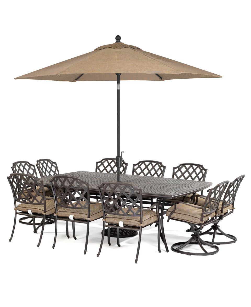 Grove Hill Outdoor Patio Furniture, 11 Piece Set (90 x 60 Dining