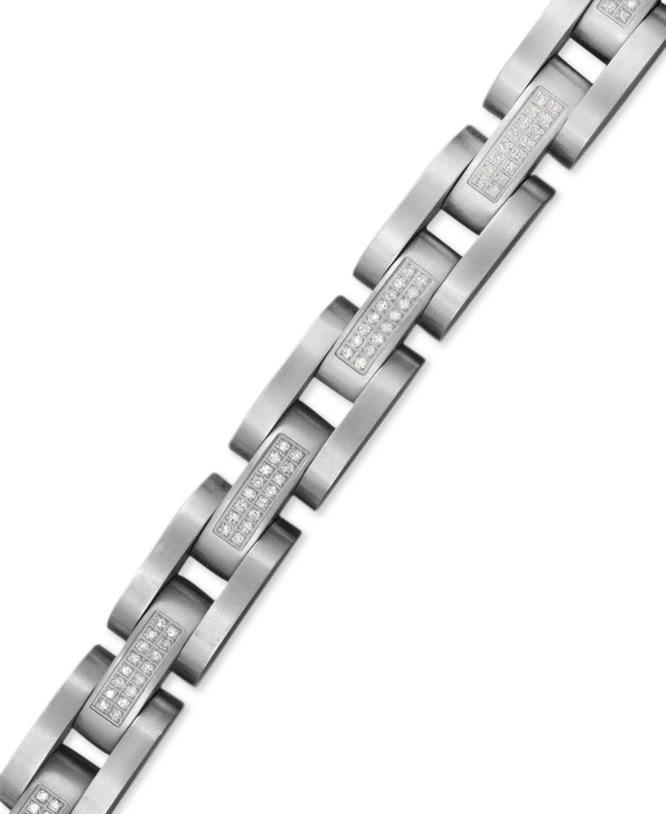 Mens Diamond Bracelet, Stainless Steel Diamond Link Bracelet (1 ct. t 