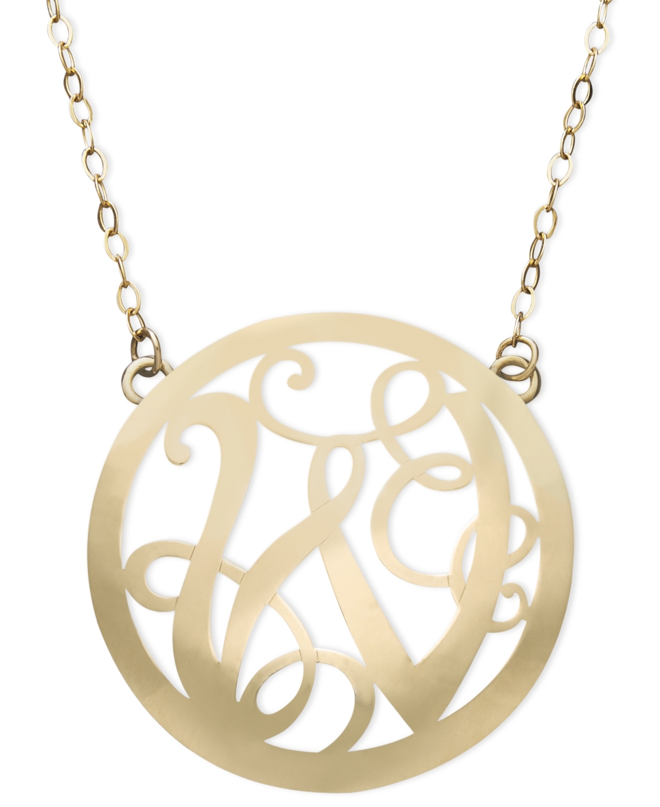 14k Gold Necklace, W Initial Scroll Circle Pendant   Necklaces   Jewelry & Watches